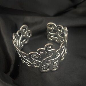 Silver Openwork Swirl Cuff Bracelet - Women Jewelry
